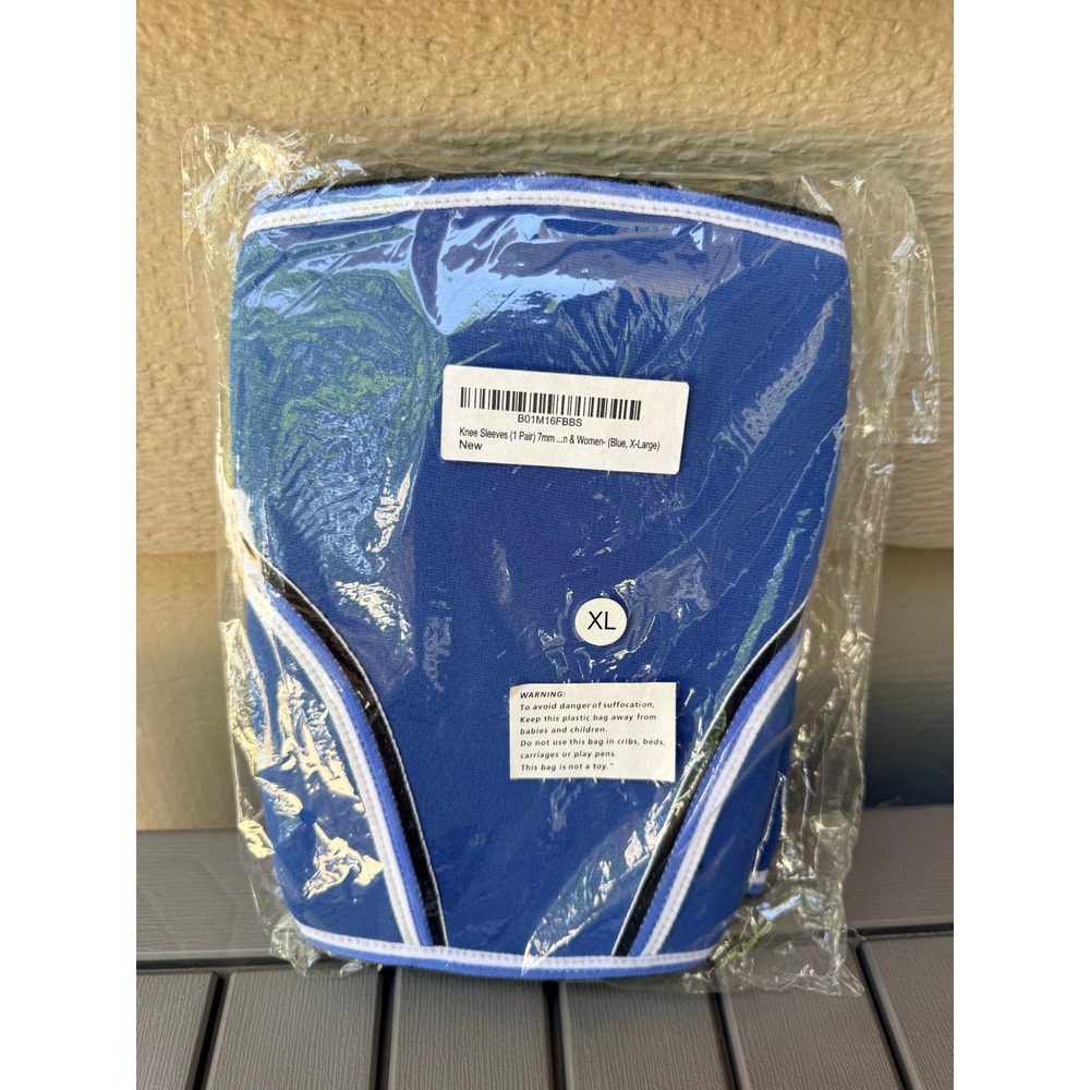 7mm Knee Sleeves Pair Blue XL Weightlifting Squats Powerlifting Support NEW